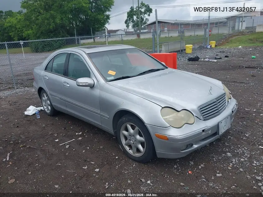 2003 Mercedes-Benz C 240 VIN: WDBRF81J13F432057 Lot: 45192826
