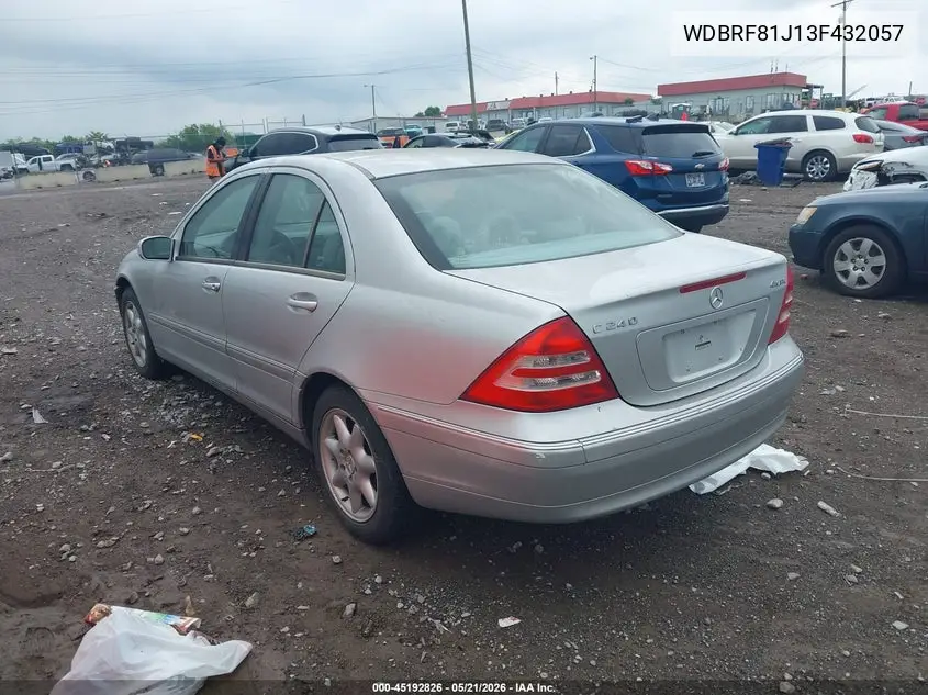 2003 Mercedes-Benz C 240 VIN: WDBRF81J13F432057 Lot: 45192826