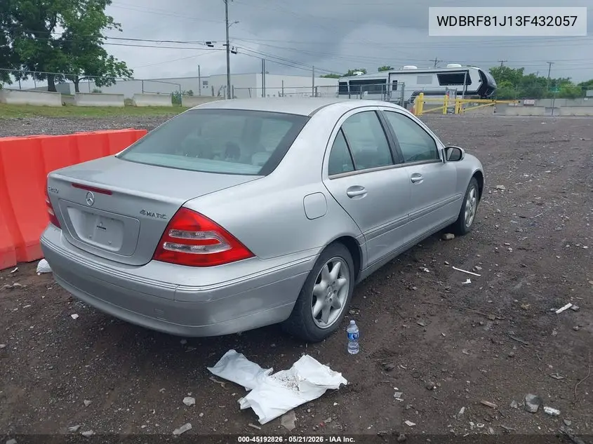 2003 Mercedes-Benz C 240 VIN: WDBRF81J13F432057 Lot: 45192826