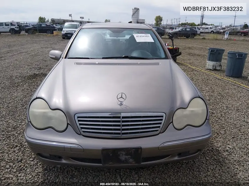2003 Mercedes-Benz C 240 VIN: WDBRF81JX3F383232 Lot: 45416183
