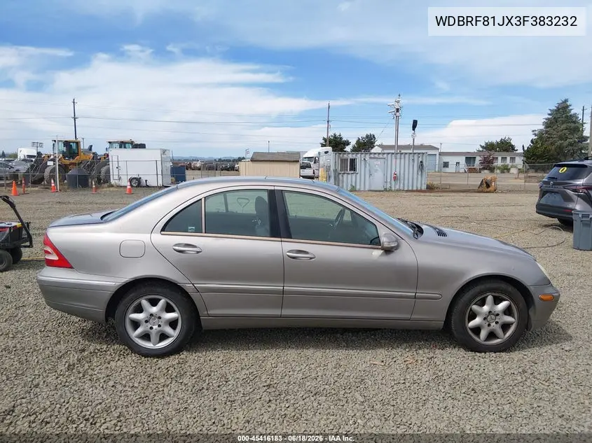 2003 Mercedes-Benz C 240 VIN: WDBRF81JX3F383232 Lot: 45416183