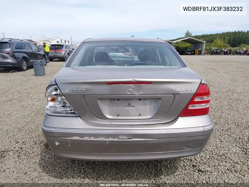 2003 Mercedes-Benz C 240 VIN: WDBRF81JX3F383232 Lot: 45416183