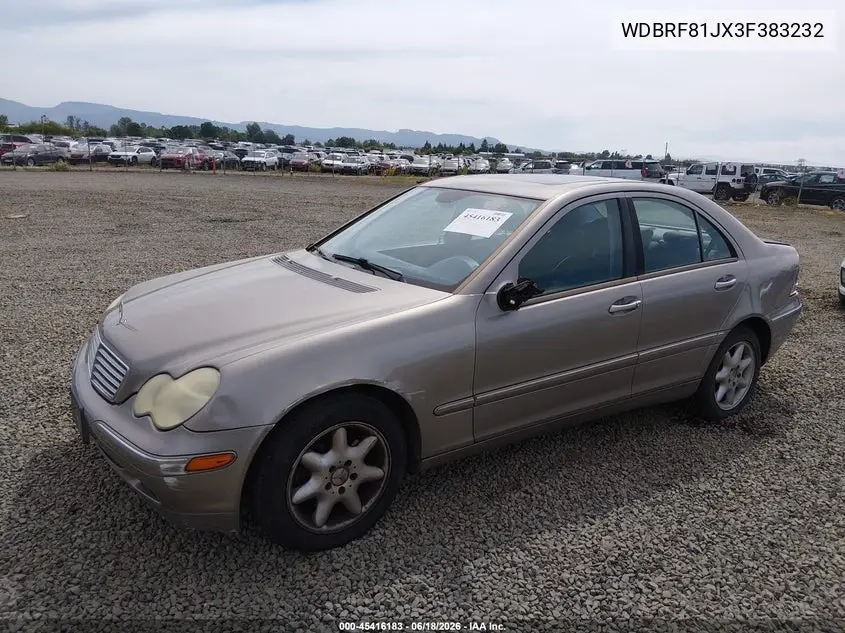 2003 Mercedes-Benz C 240 VIN: WDBRF81JX3F383232 Lot: 45416183