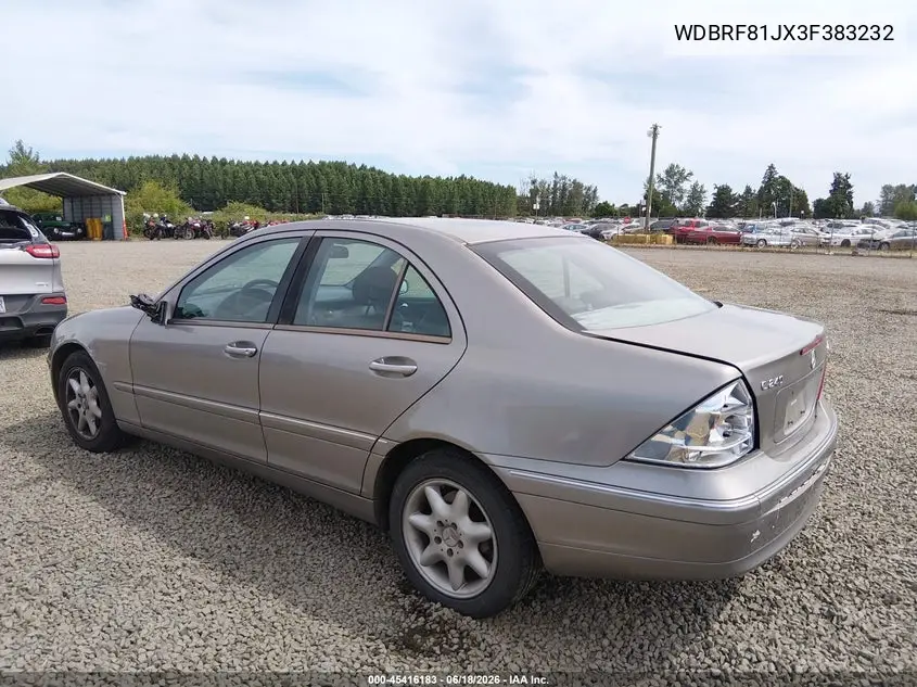 2003 Mercedes-Benz C 240 VIN: WDBRF81JX3F383232 Lot: 45416183