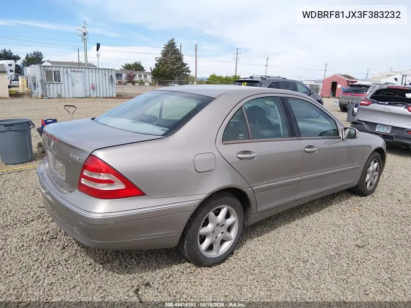 2003 Mercedes-Benz C 240 VIN: WDBRF81JX3F383232 Lot: 45416183