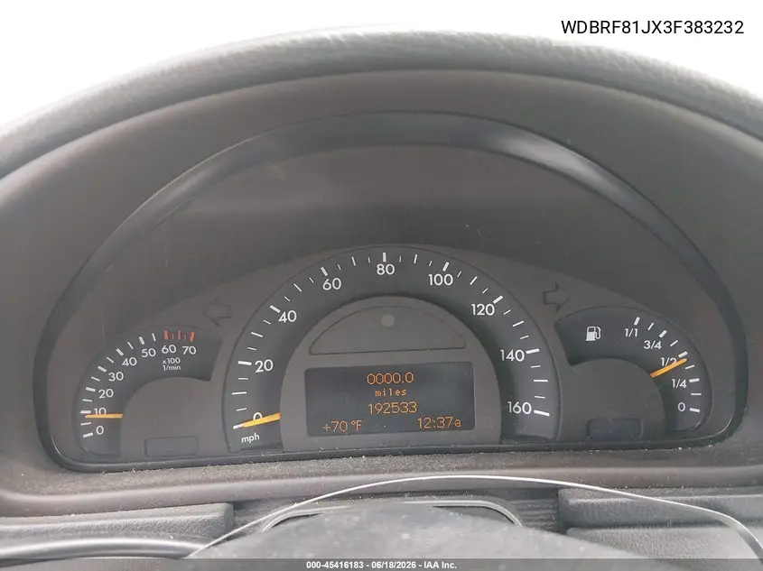 2003 Mercedes-Benz C 240 VIN: WDBRF81JX3F383232 Lot: 45416183