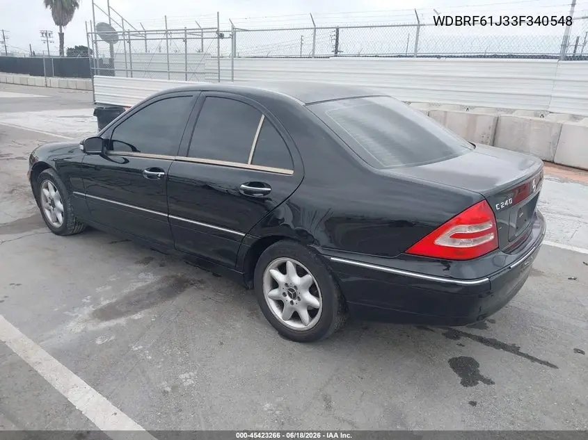 2003 Mercedes-Benz C 240 VIN: WDBRF61J33F340548 Lot: 45423266