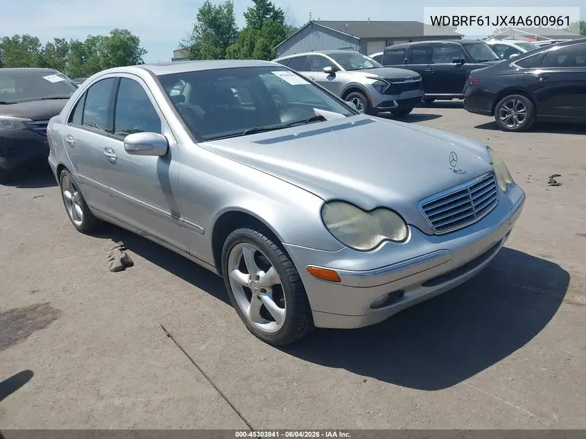 2004 Mercedes-Benz C 240 VIN: WDBRF61JX4A600961 Lot: 45303941