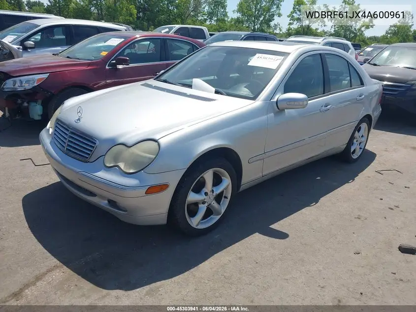 2004 Mercedes-Benz C 240 VIN: WDBRF61JX4A600961 Lot: 45303941