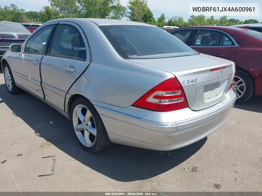 2004 Mercedes-Benz C 240 VIN: WDBRF61JX4A600961 Lot: 45303941