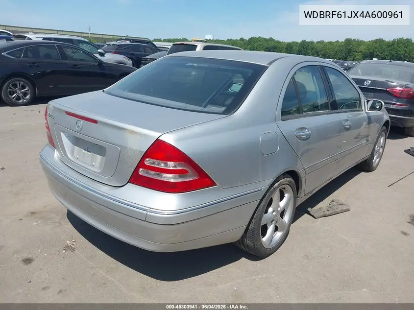 2004 Mercedes-Benz C 240 VIN: WDBRF61JX4A600961 Lot: 45303941
