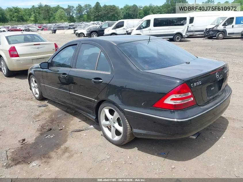 2005 Mercedes-Benz C 230 Kompressor Sport VIN: WDBRF40J75F610972 Lot: 45431165