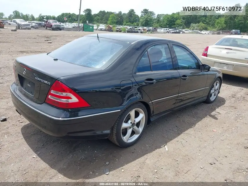 2005 Mercedes-Benz C 230 Kompressor Sport VIN: WDBRF40J75F610972 Lot: 45431165