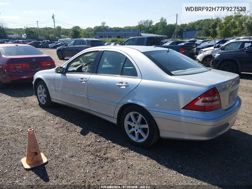 2007 Mercedes-Benz C 280 Luxury 4Matic VIN: WDBRF92H77F927533 Lot: 45642816