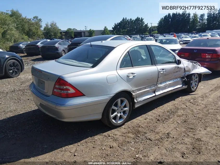 2007 Mercedes-Benz C 280 Luxury 4Matic VIN: WDBRF92H77F927533 Lot: 45642816