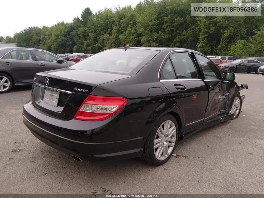 2008 Mercedes-Benz C 300 Sport 4Matic VIN: WDDGF81X18F096386 Lot: 45637192