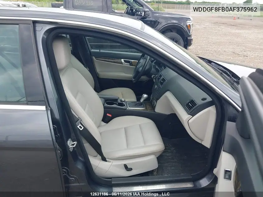 2010 Mercedes-Benz C-Class VIN: WDDGF8FB0AF375962 Lot: 12631186