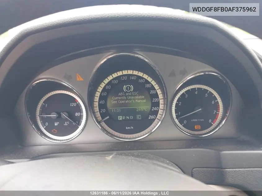 2010 Mercedes-Benz C-Class VIN: WDDGF8FB0AF375962 Lot: 12631186