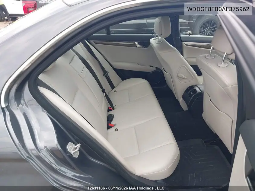 2010 Mercedes-Benz C-Class VIN: WDDGF8FB0AF375962 Lot: 12631186