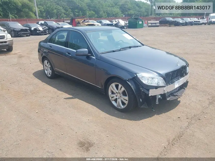 2011 Mercedes-Benz C 300 Luxury 4Matic/Sport 4Matic VIN: WDDGF8BB8BR143017 Lot: 45635950