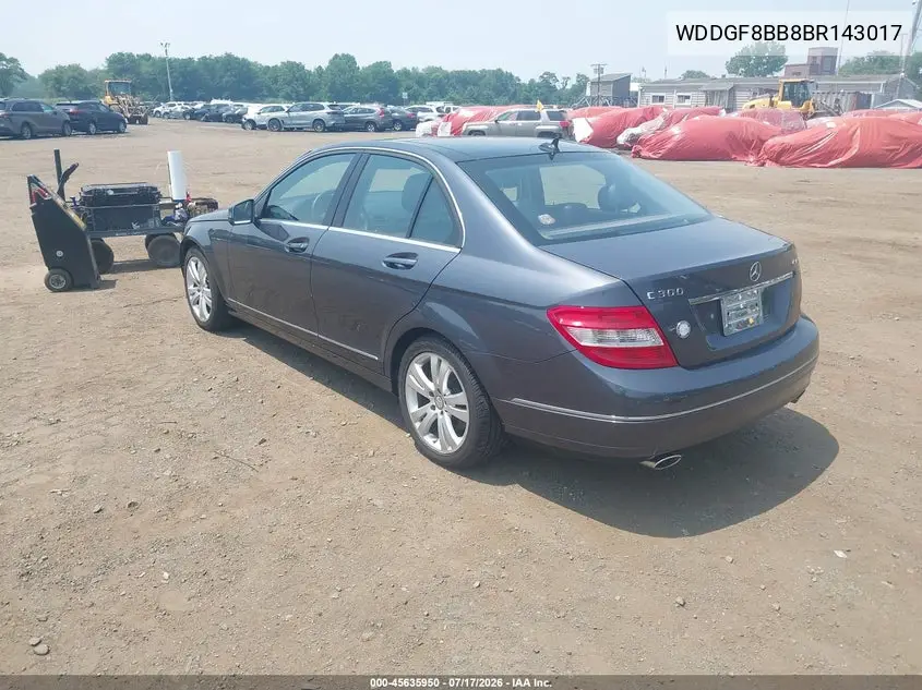 2011 Mercedes-Benz C 300 Luxury 4Matic/Sport 4Matic VIN: WDDGF8BB8BR143017 Lot: 45635950