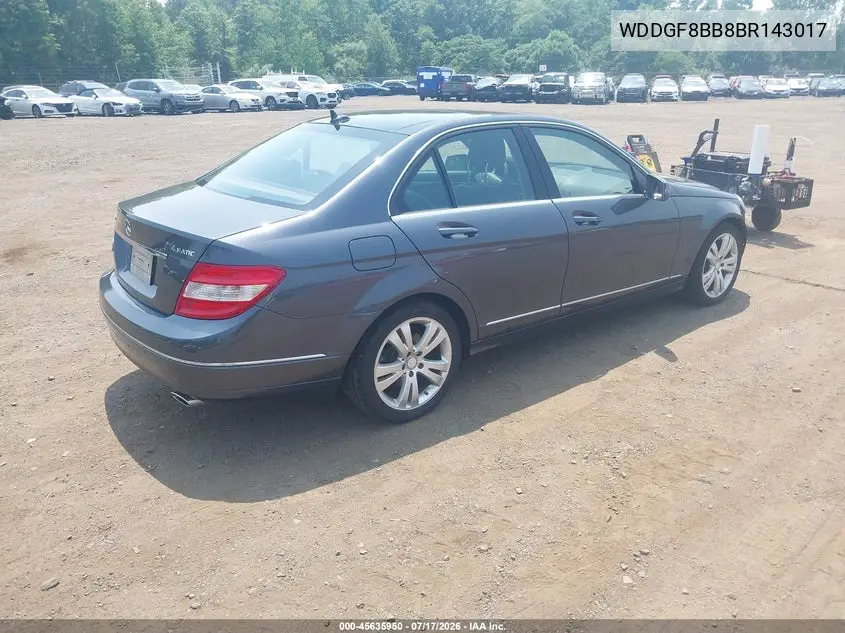 2011 Mercedes-Benz C 300 Luxury 4Matic/Sport 4Matic VIN: WDDGF8BB8BR143017 Lot: 45635950