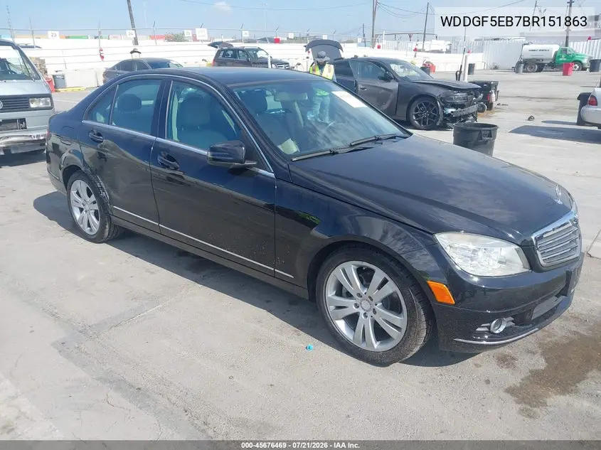2011 Mercedes-Benz C 300 Luxury VIN: WDDGF5EB7BR151863 Lot: 45676469