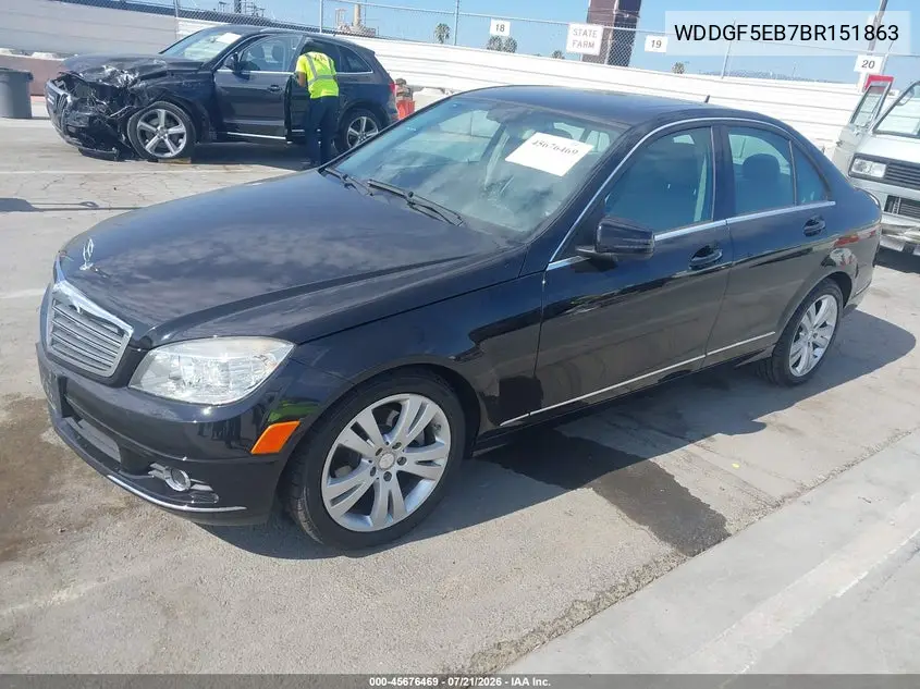 2011 Mercedes-Benz C 300 Luxury VIN: WDDGF5EB7BR151863 Lot: 45676469