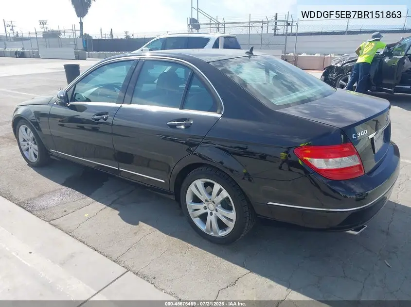 2011 Mercedes-Benz C 300 Luxury VIN: WDDGF5EB7BR151863 Lot: 45676469