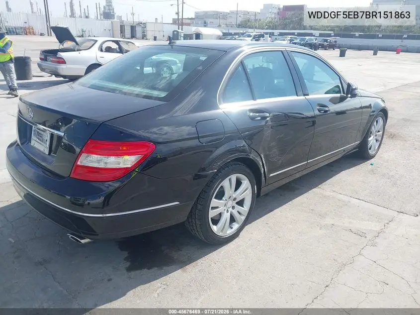2011 Mercedes-Benz C 300 Luxury VIN: WDDGF5EB7BR151863 Lot: 45676469