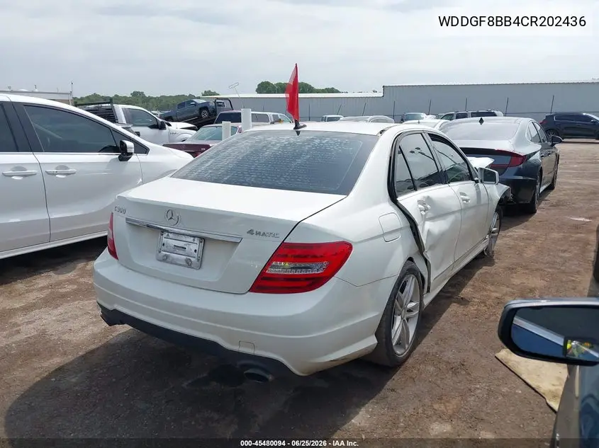 2012 Mercedes-Benz C 300 VIN: WDDGF8BB4CR202436 Lot: 45480094