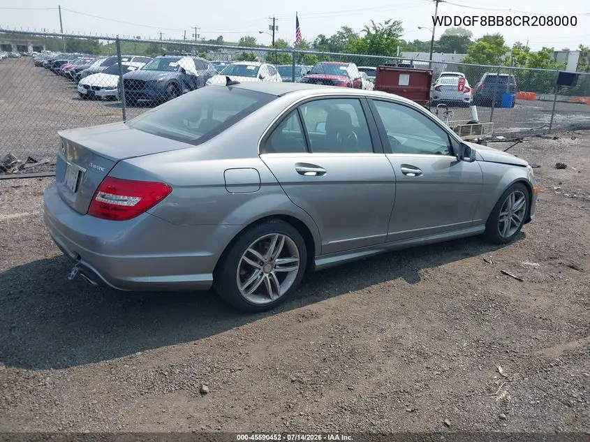 2012 Mercedes-Benz C 300 Sport 4Matic VIN: WDDGF8BB8CR208000 Lot: 45590452