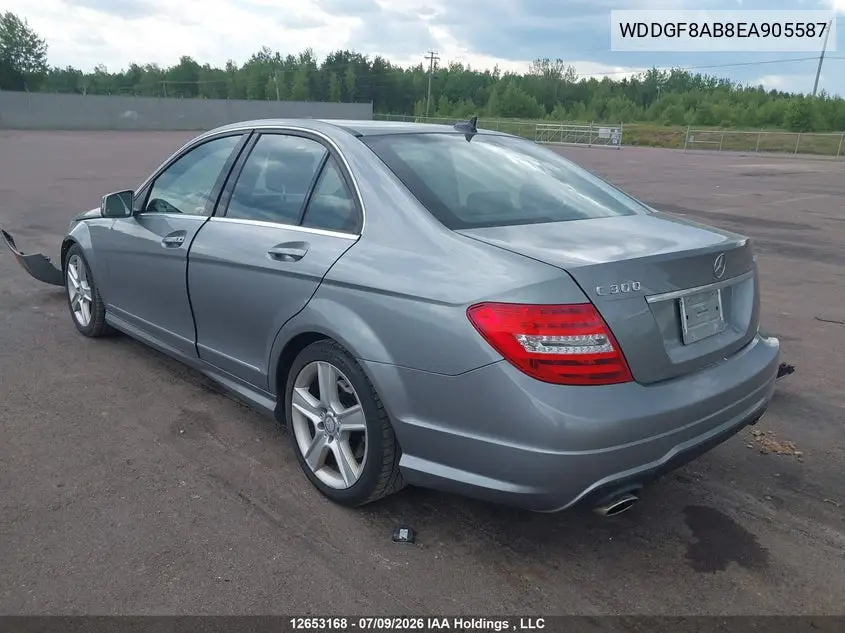 2014 Mercedes-Benz C 300 4Matic VIN: WDDGF8AB8EA905587 Lot: 12653168x