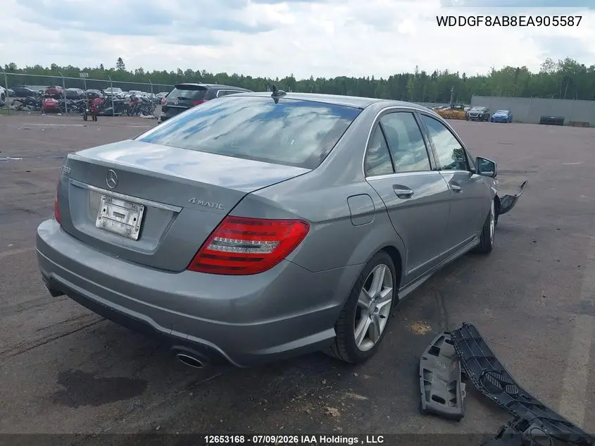 2014 Mercedes-Benz C 300 4Matic VIN: WDDGF8AB8EA905587 Lot: 12653168x