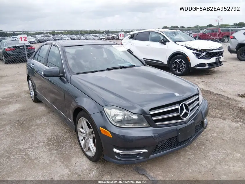 2014 Mercedes-Benz C 300 Sport 4Matic VIN: WDDGF8AB2EA952792 Lot: 45635592
