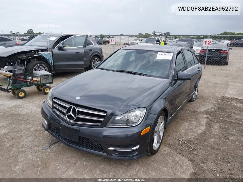 2014 Mercedes-Benz C 300 Sport 4Matic VIN: WDDGF8AB2EA952792 Lot: 45635592