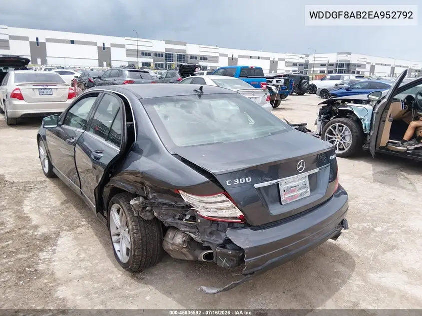 2014 Mercedes-Benz C 300 Sport 4Matic VIN: WDDGF8AB2EA952792 Lot: 45635592