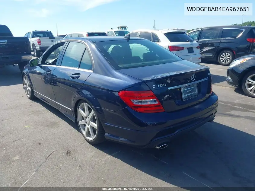 2014 Mercedes-Benz C 300 Sport 4Matic VIN: WDDGF8AB4EA967651 Lot: 45635624