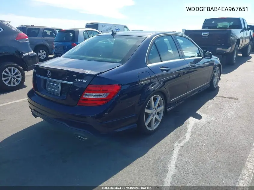 2014 Mercedes-Benz C 300 Sport 4Matic VIN: WDDGF8AB4EA967651 Lot: 45635624