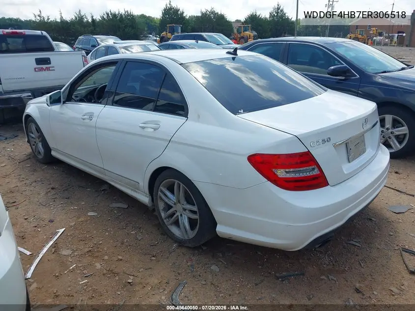 2014 Mercedes-Benz C 250 Sport VIN: WDDGF4HB7ER306518 Lot: 45640050