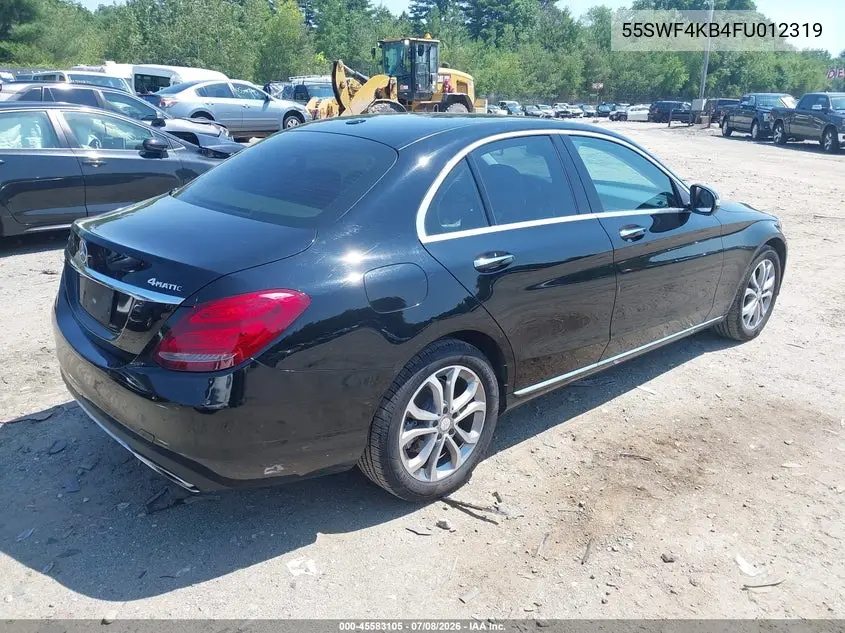 2015 Mercedes-Benz C 300 4Matic VIN: 55SWF4KB4FU012319 Lot: 45583105