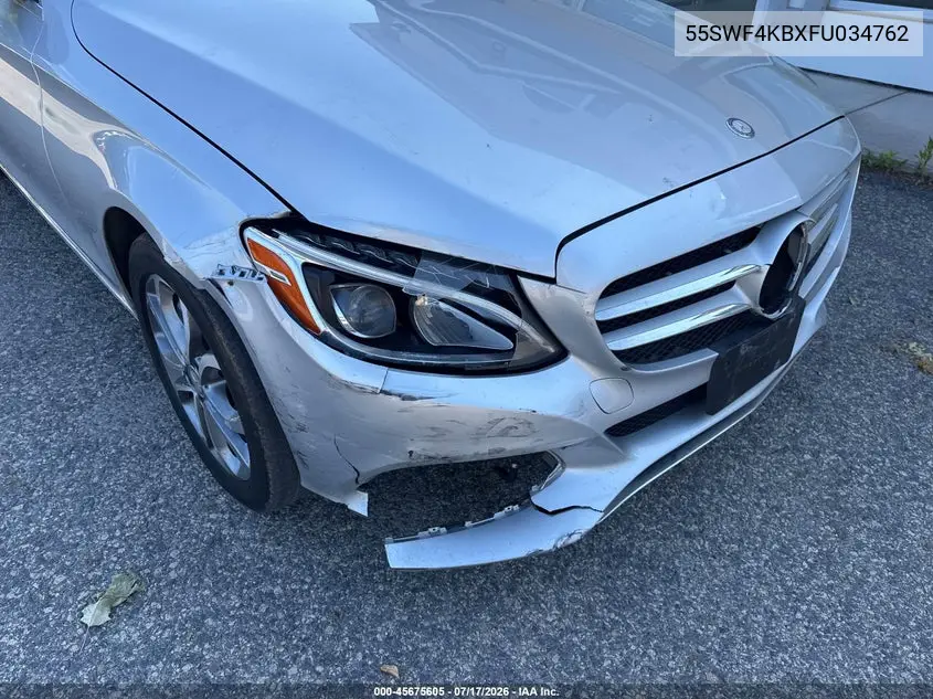 2015 Mercedes-Benz C 300 4Matic VIN: 55SWF4KBXFU034762 Lot: 45675605