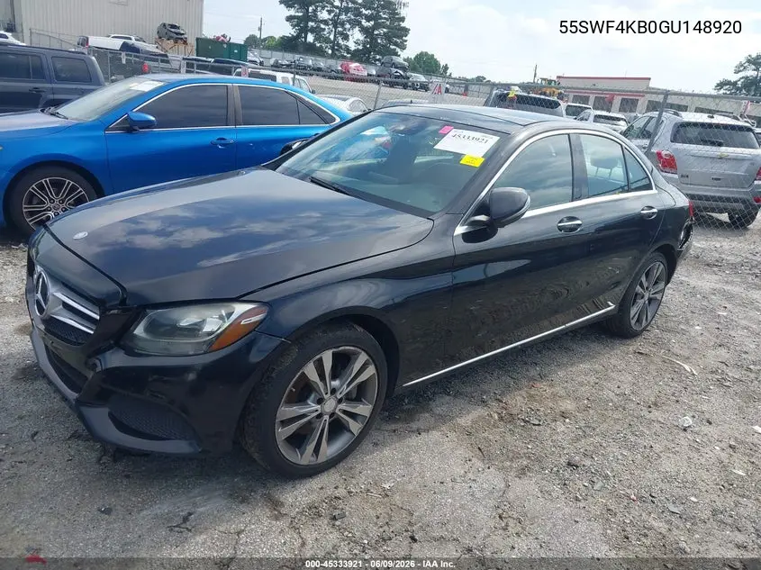 2016 Mercedes-Benz C 300 4Matic VIN: 55SWF4KB0GU148920 Lot: 45333921
