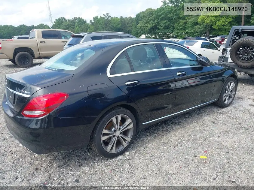 2016 Mercedes-Benz C 300 4Matic VIN: 55SWF4KB0GU148920 Lot: 45333921