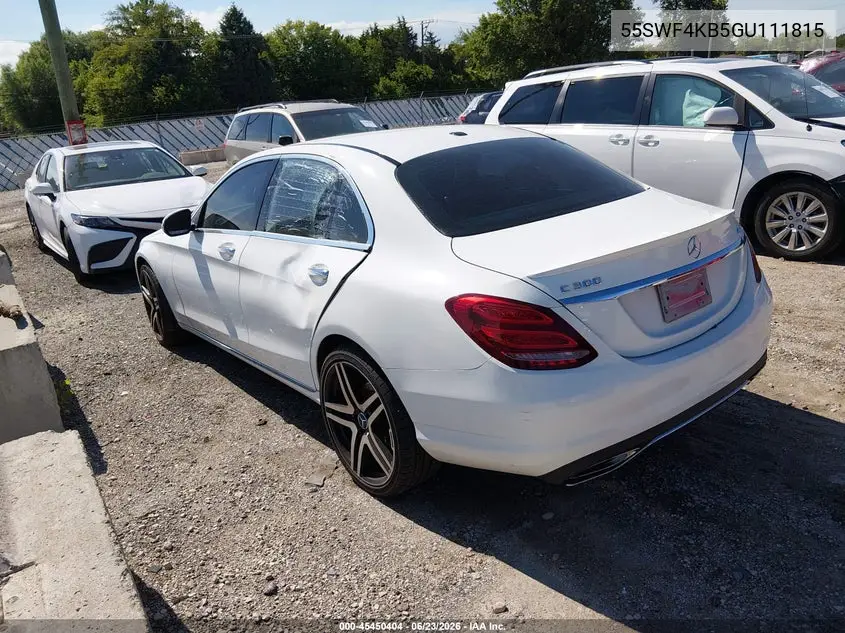 2016 Mercedes-Benz C 300 4Matic VIN: 55SWF4KB5GU111815 Lot: 45450404