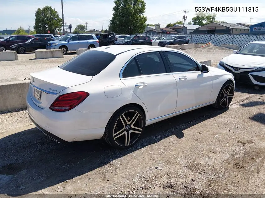 2016 Mercedes-Benz C 300 4Matic VIN: 55SWF4KB5GU111815 Lot: 45450404