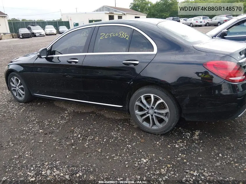 2016 Mercedes-Benz C 300 4Matic VIN: WDDWF4KB8GR148570 Lot: 45498627