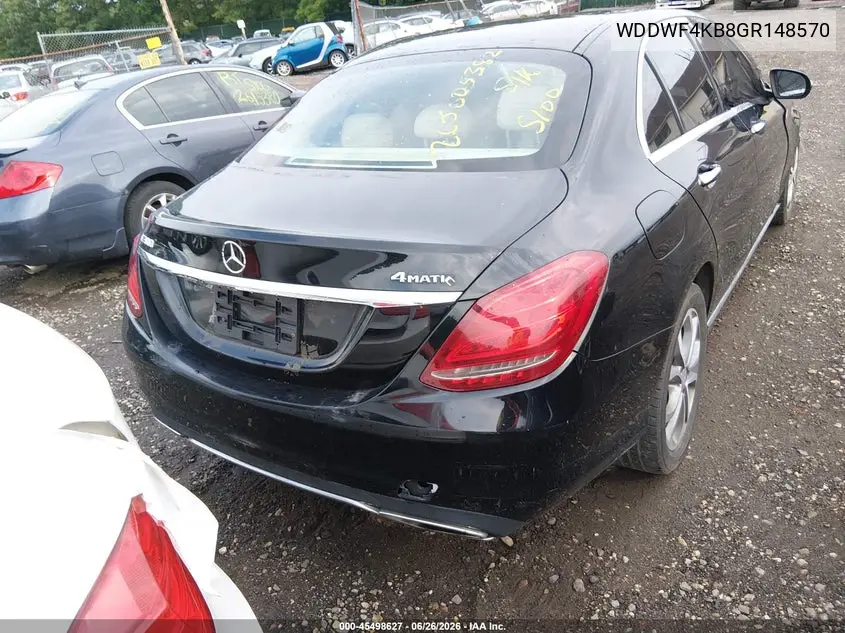 2016 Mercedes-Benz C 300 4Matic VIN: WDDWF4KB8GR148570 Lot: 45498627