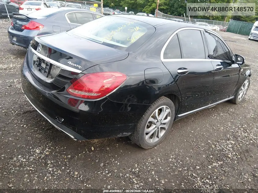 2016 Mercedes-Benz C 300 4Matic VIN: WDDWF4KB8GR148570 Lot: 45498627