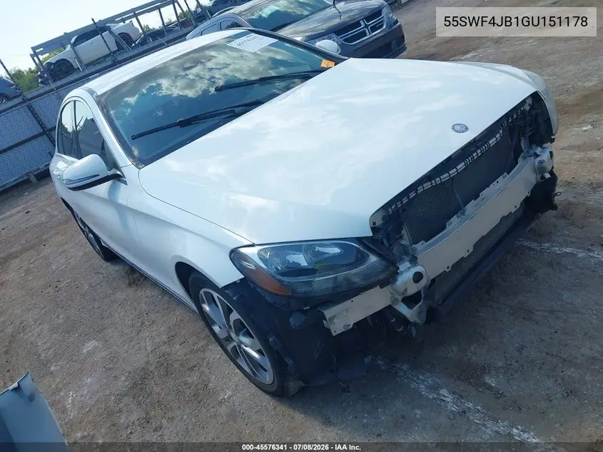 2016 Mercedes-Benz C 300 VIN: 55SWF4JB1GU151178 Lot: 45576341
